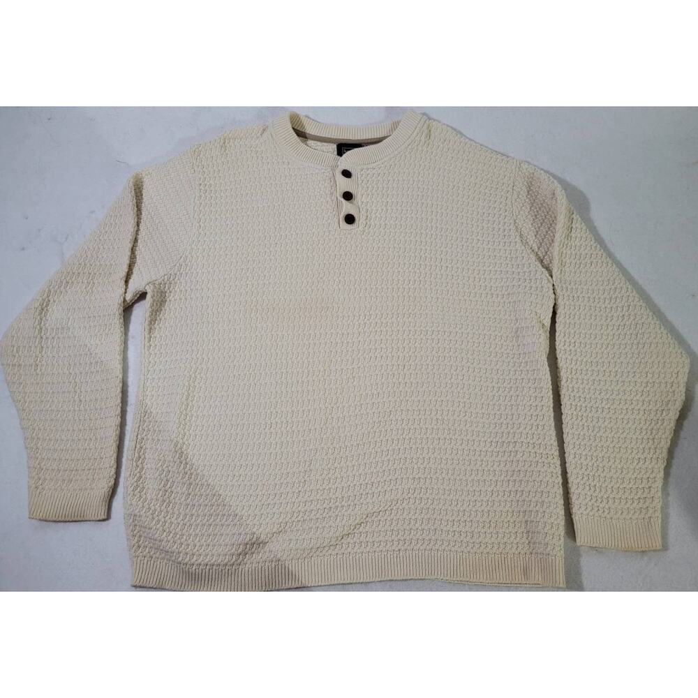 Haggar Premium Chunky Knit Sweater Cream Size Large Textured